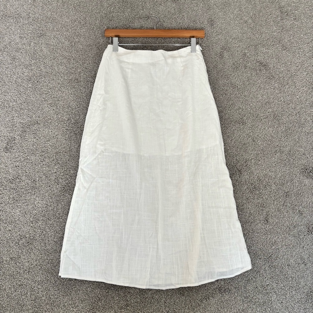 3/$45 White Linen Midi Aline Skirt